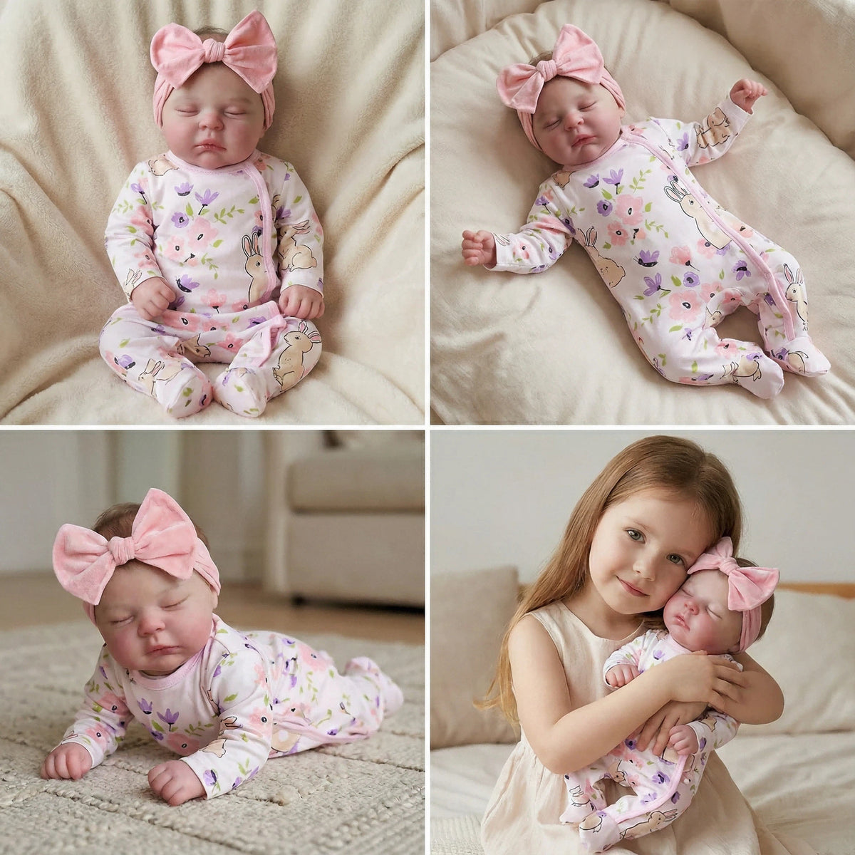 Lifelike Reborn Baby Dolls 19 inch Sleeping Baby Dolls Soft Cloth Body with Accessories Gift Box for Kids Age 3+
