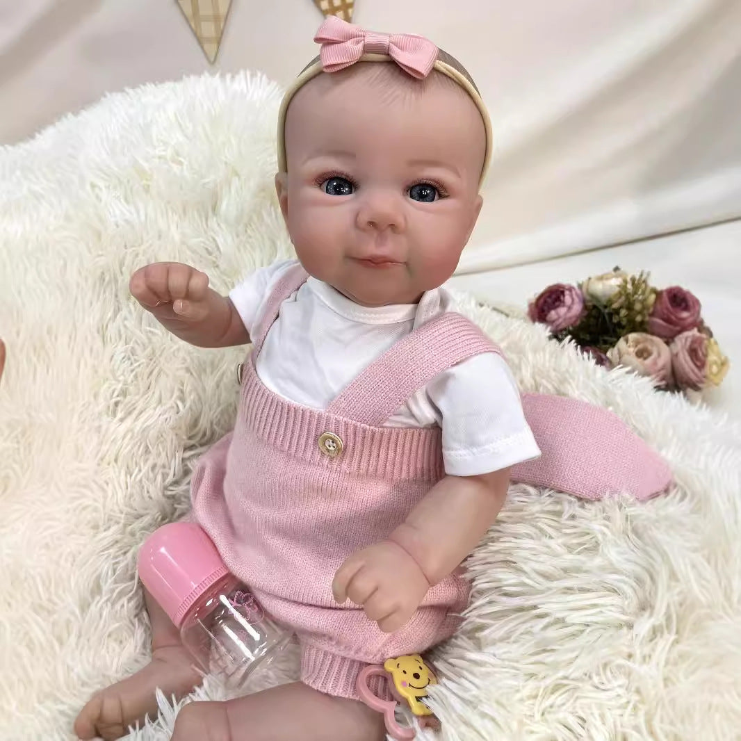 20 Inch Real Life Reborn Baby Doll with Cloth Body True-to-Life 3D Skin Handmade Newborn Style Doll Toy for Girls