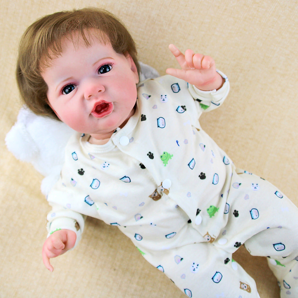 22 Inch Cloth‑Body Open‑Eyes Reborn Baby Doll, Cute Panda‑Themed Plush Outfit, Gift Choice for Birthdays & Holiday Occasions