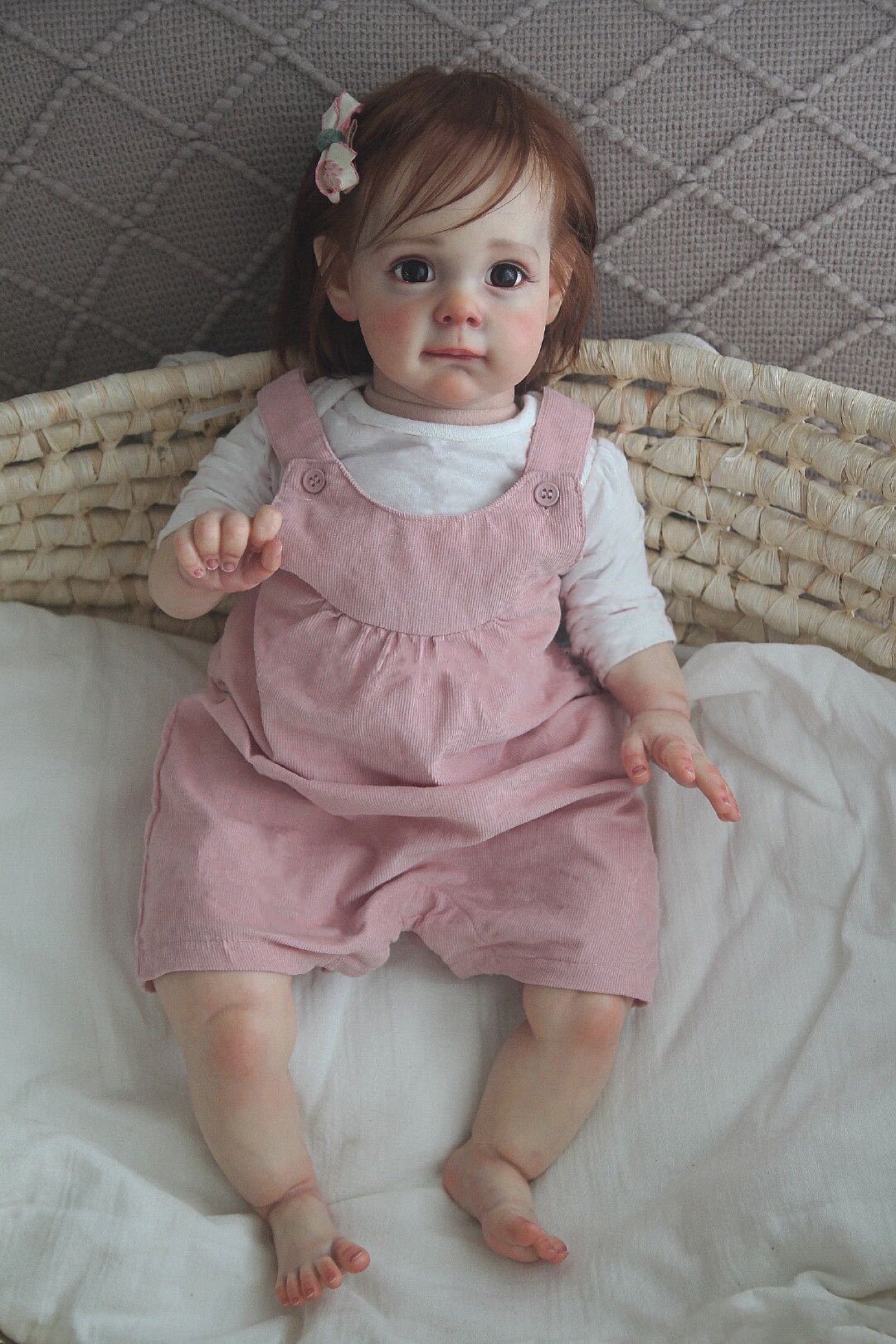 24 inch Reborn Baby Dolls Girl Toddler Handmade with Cloth Body Lifelike Newborn Gift Doll