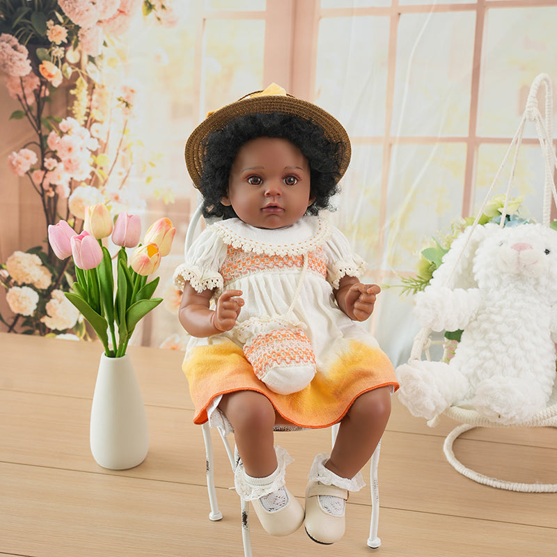 24-Inch/60cm Realistic African American Reborn Vinyl Doll - Cloth Body Reborn Dolls - Reborn Doll Australia