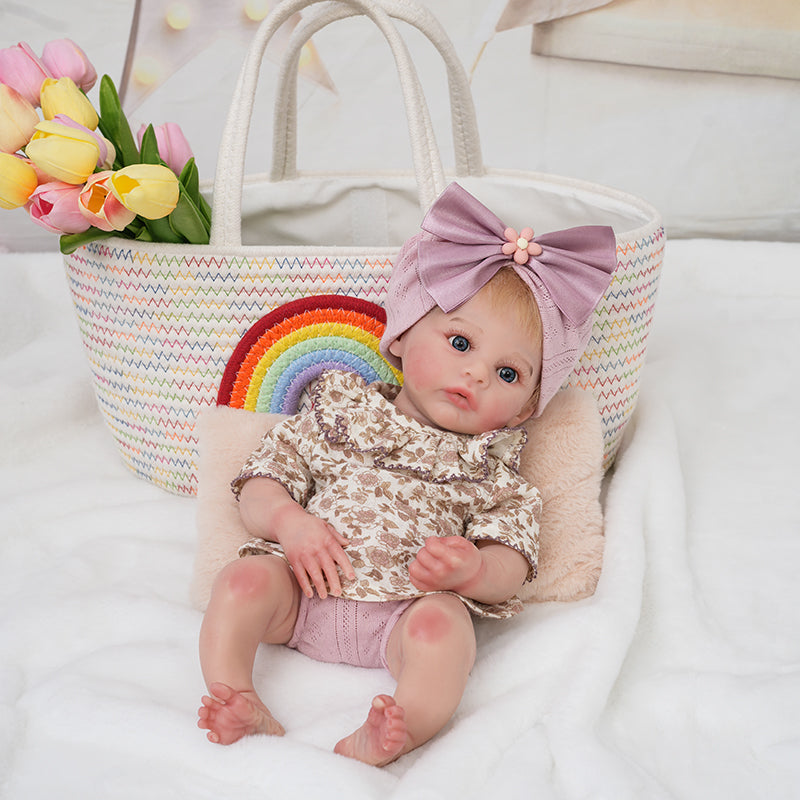 Lifelike Silicone Reborn Girl Baby Doll 16 Inch/40cm with Blonde hair - Reborn Doll Australia