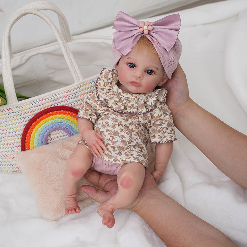Lifelike Silicone Reborn Girl Baby Doll 16 Inch/40cm with Blonde hair - Reborn Doll Australia