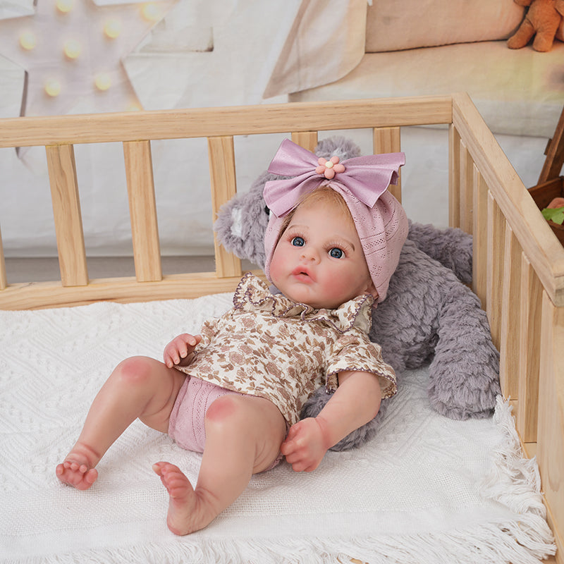 Lifelike Silicone Reborn Girl Baby Doll 16 Inch/40cm with Blonde hair - Reborn Doll Australia