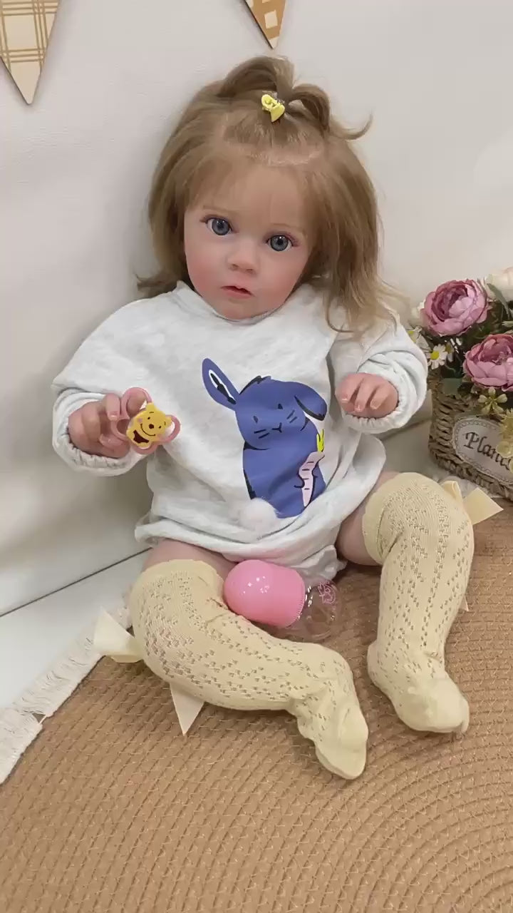 24 inch Lifelike Handcrafted Reborn Baby Doll Soft Cloth Body 3D Real Skin Kids Play Toy Gift for Girls