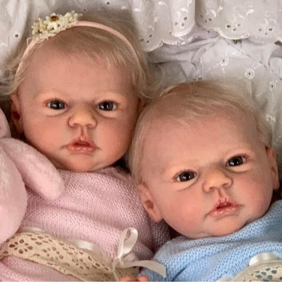 18-Inch/45cm Reborn Twin Dolls Set - Realistic Weighted Cloth Body Boy & Girl Siblings - Reborn Doll Australia
