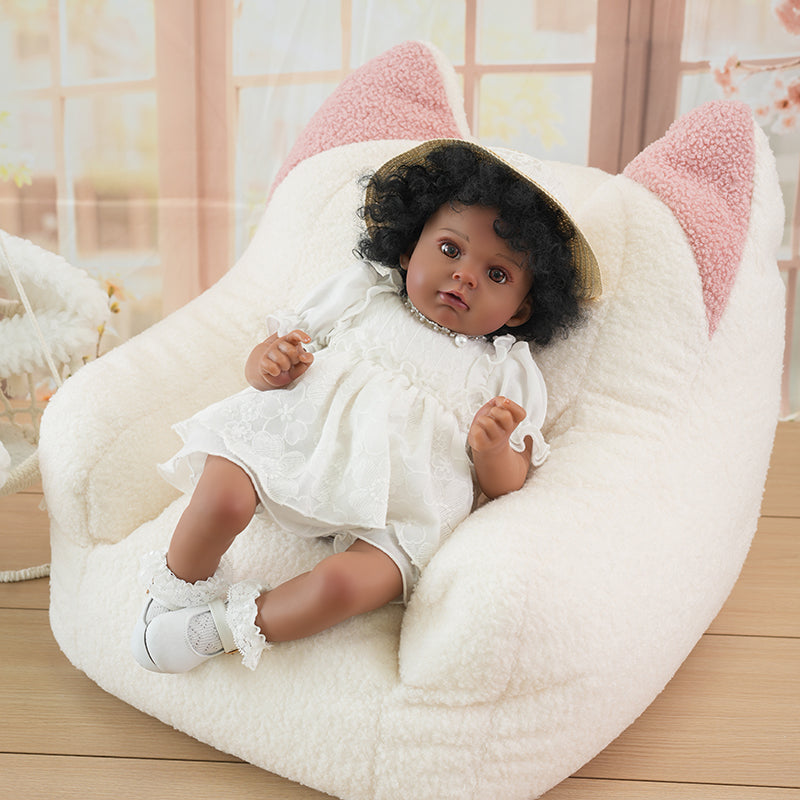 Reborn Baby Doll African American Curly-Haired 22-inch/55cm Lifelike Baby Dolls Kids Gift - Reborn Doll Australia