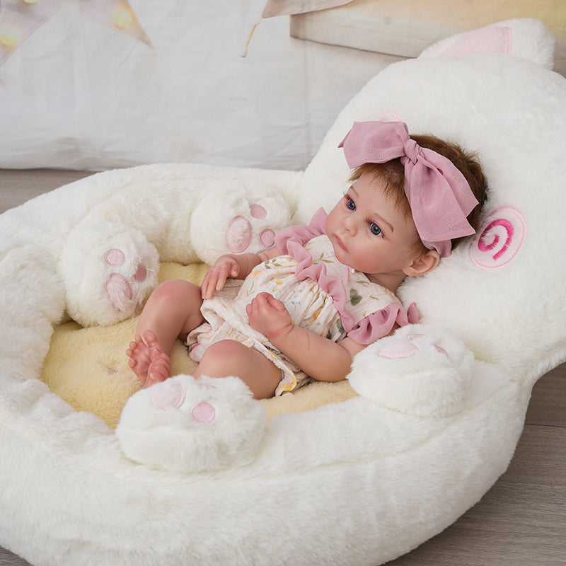 Silicone Reborn Lifelike Baby Dolls 16 Inch/40cm with Brown Hair - Reborn Doll Australia