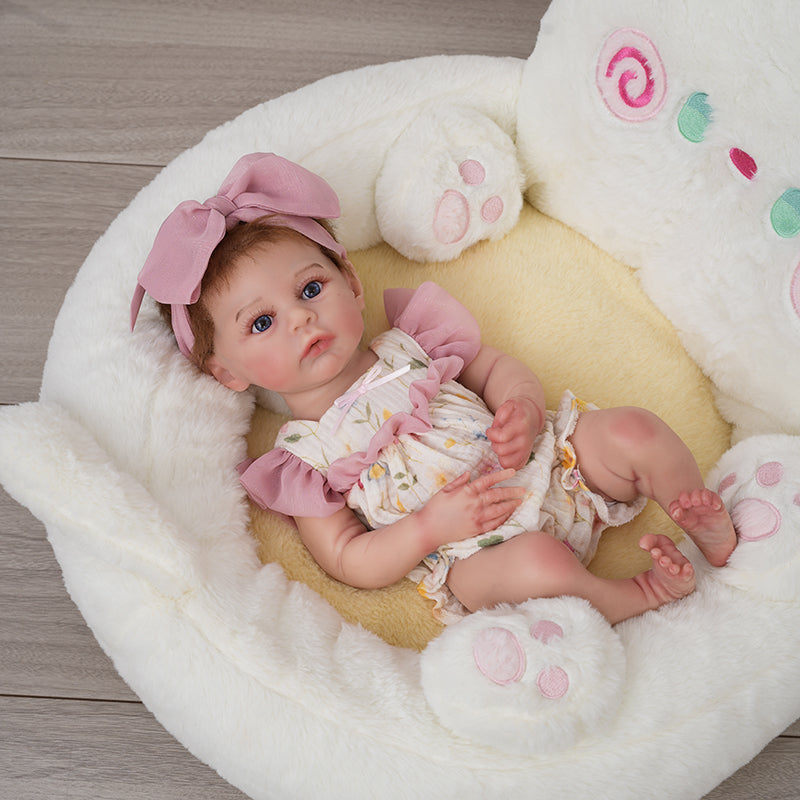 Silicone Reborn Lifelike Baby Dolls 16 Inch/40cm with Brown Hair - Reborn Doll Australia