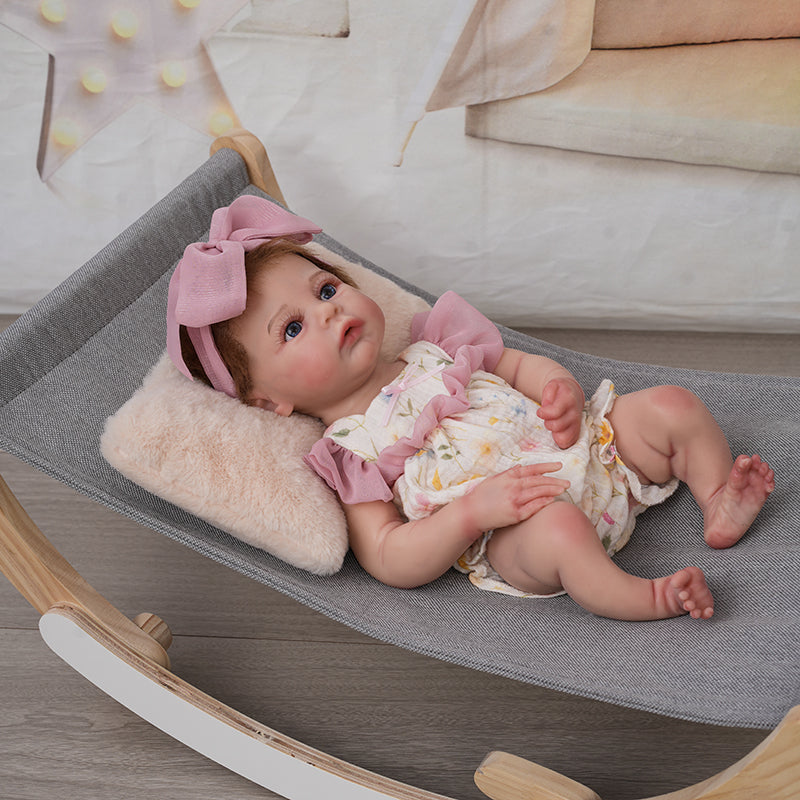Silicone Reborn Lifelike Baby Dolls 16 Inch/40cm with Brown Hair - Reborn Doll Australia